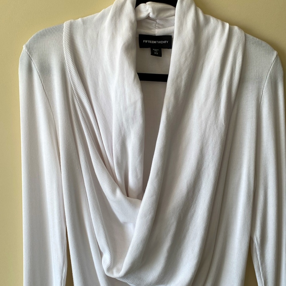 Fifteen Twenty Ribbed Cowl Neck Top - White - Size‎ XS - Picture 2 of 7
